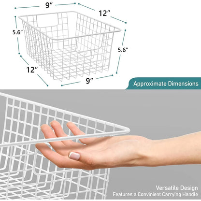 Stackable Baskets Storage Bin Metal Wire Organizers Iron (2-Pack) - 2-Pack