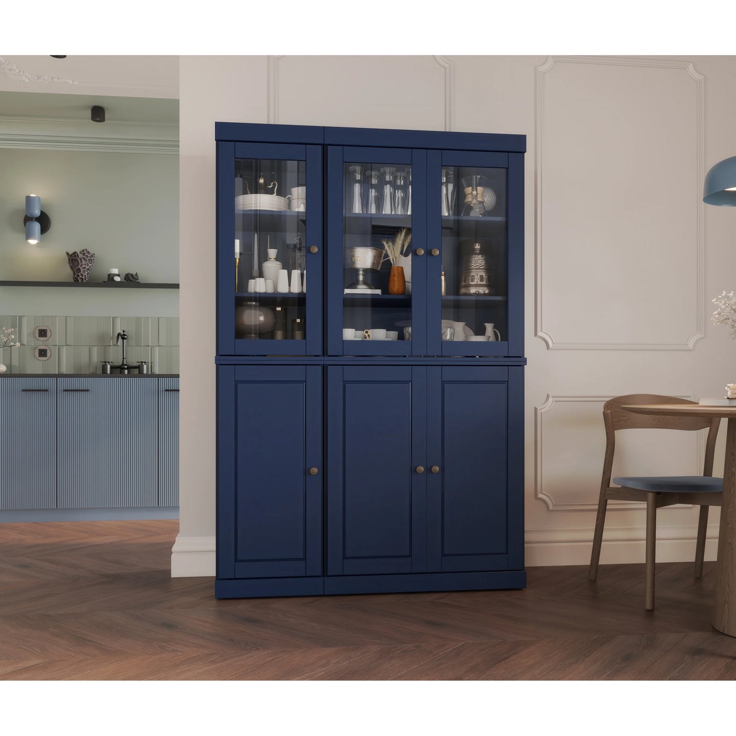 Palace Imports 100% Solid Wood 48.5" China Pantry Cabinet with Solid or Clear Glass Doors and Adjustable Shelves - 48.5" x 71.5"