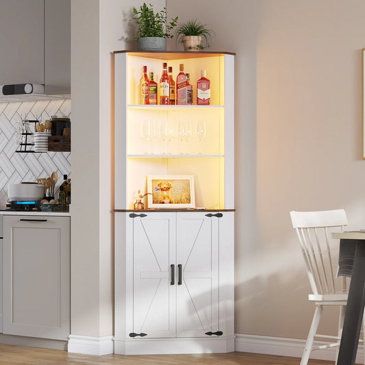 66" Tall Corner Cabinet With Led Light