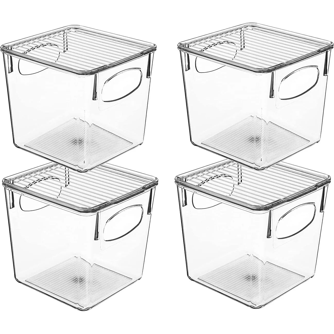 Sorbus Clear Plastic Organizer Storage Bin Containers with Handle and Lid for Pantry Food & Kitchen Fridge (4-Pack)