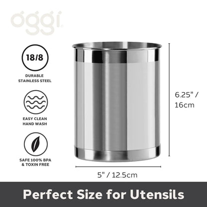 Stainless Steel Utensil Holder (5" dia x 6.25" H)