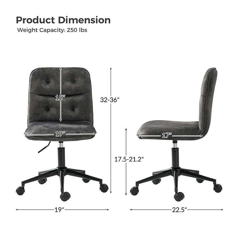 Leonhard Upholstered Swivel Task Chair: Plush Velvet Feel with Linen-Inspired Fabric, Adjustable Height, and Wheels