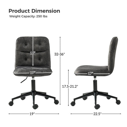 Leonhard Upholstered Swivel Task Chair: Plush Velvet Feel with Linen-Inspired Fabric, Adjustable Height, and Wheels