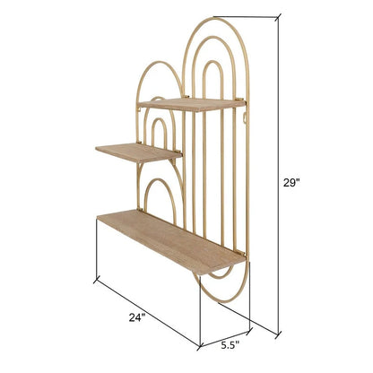 Ovella Oval Metal Modern Tiered Wall Shelf - 29"H x 24"W x 5.5"D