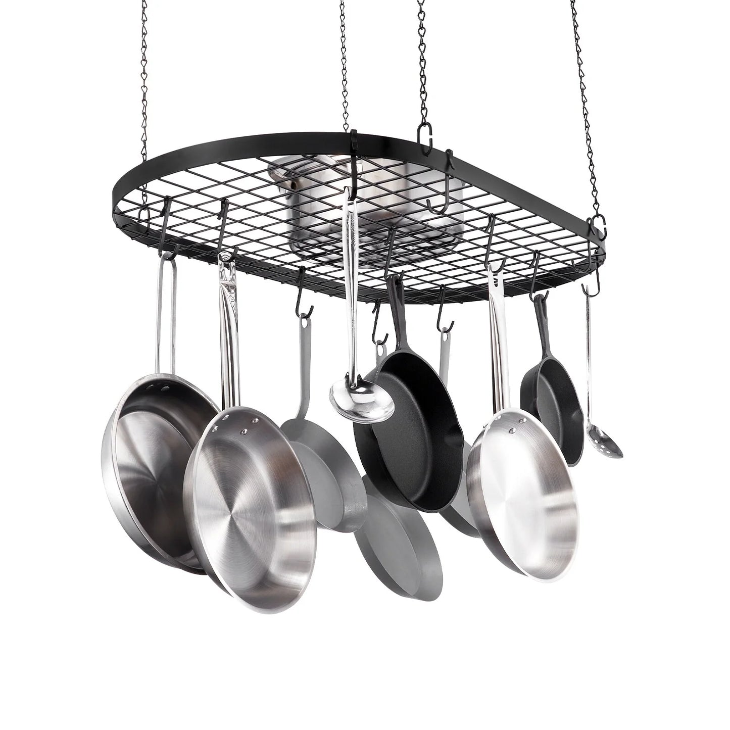 Hanging Pot Rack, Hanging Pot Rack Ceiling Mount, Ceiling Pot Rack with S Hooks, 80 lbs Loading Weight, Ideal for Home