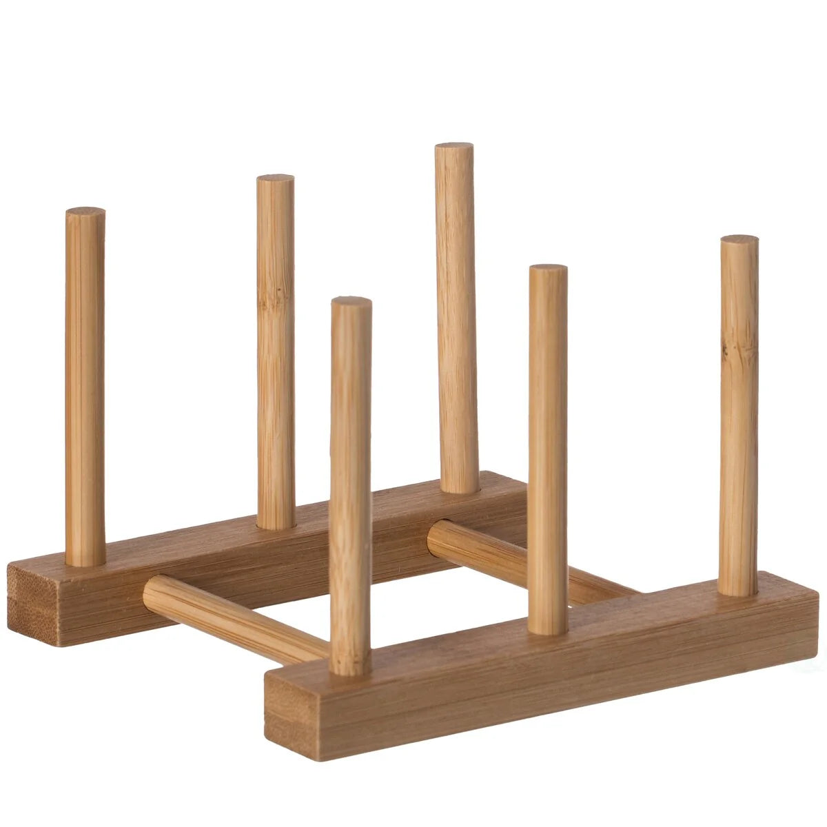 Set of 2 Bamboo Wooden Dish Drainer Rack, Plate Rack, And Drying Drainer