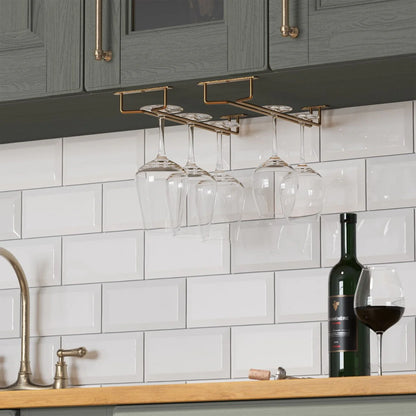 Wallniture Brix Stemware Wine Glass Rack Under Cabinet Storage Metal Glass Hanger (Set of 2)