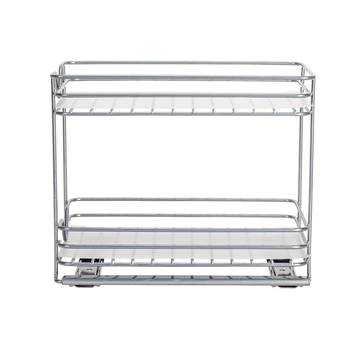 Household Essentials 2-Tier Brushed Nickel Spice Rack Organizer, Sliding Pantry Organizer