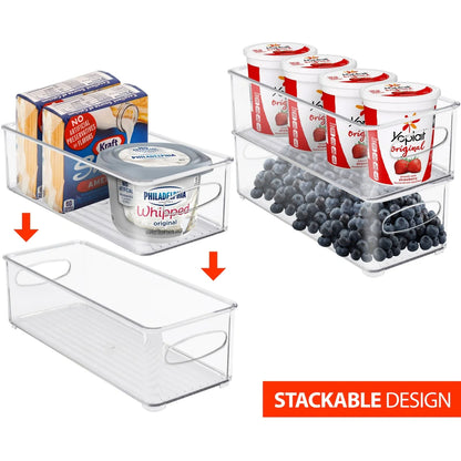 Plastic Storage Bins Stackable Clear Pantry Organizer Box Containers