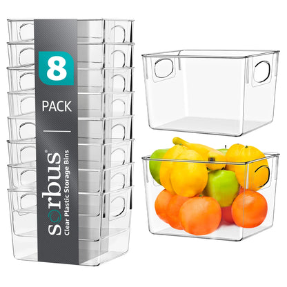 Sorbus Plastic Storage Bins Clear Pantry Organizer Box Bin Containers
