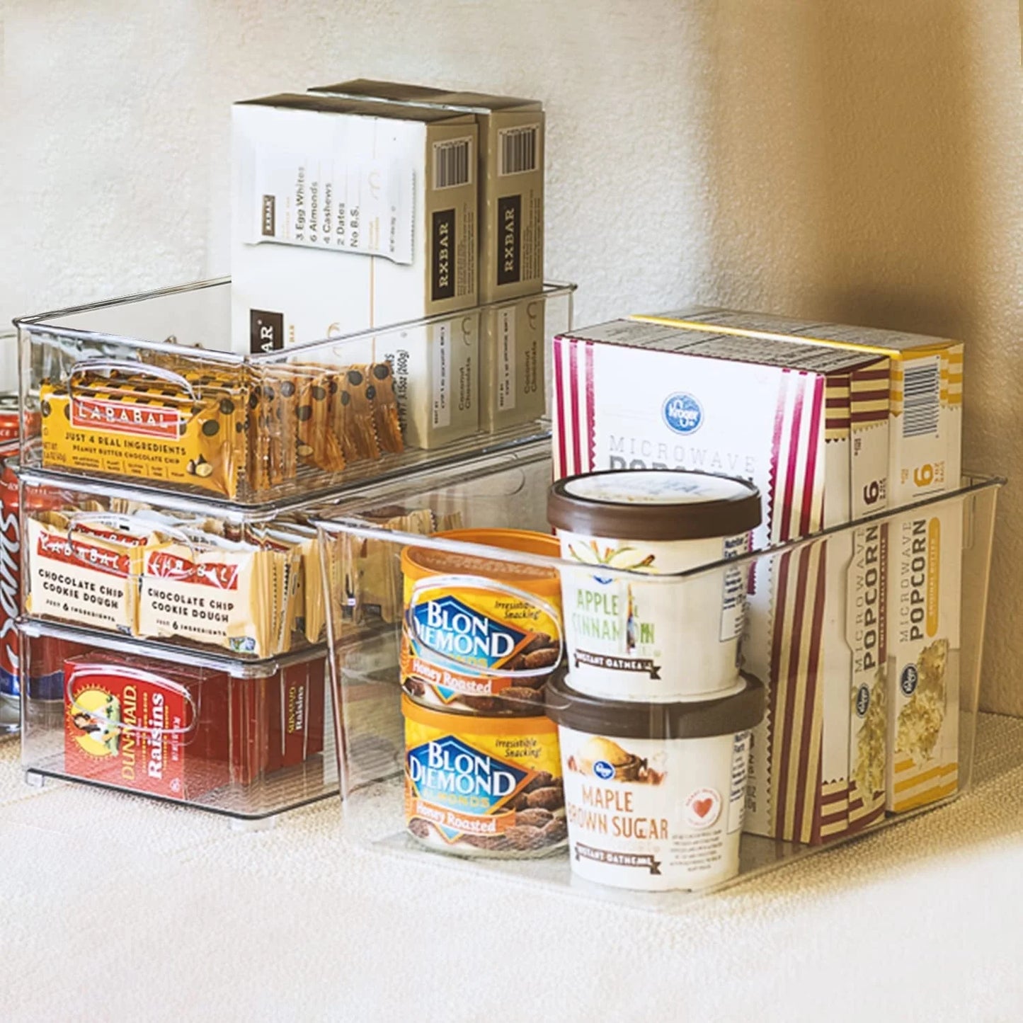 Sorbus Clear Plastic Organizer Storage Bin Containers with Handles for Pantry Food & Kitchen Fridge (8-Pack)