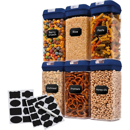 Cheer Collection Set of 6 Uniform Size Airtight Food Storage Containers