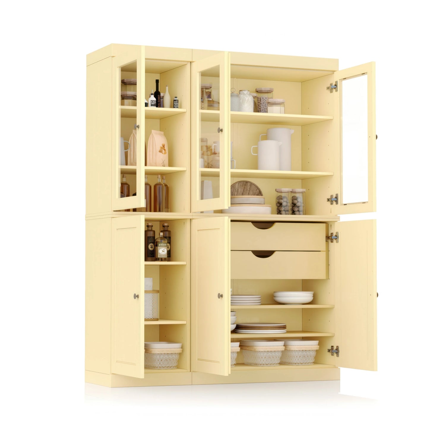 Palace Imports 100% Solid Wood China Pantry with Glass or Solid Wood Doors and 2-Drawers - 48.5" x 71.5"