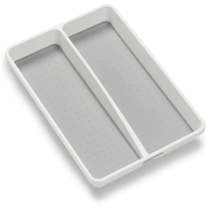 Mini 2 -Compartments Plastic Utensil Tray for Drawers Organizer, White