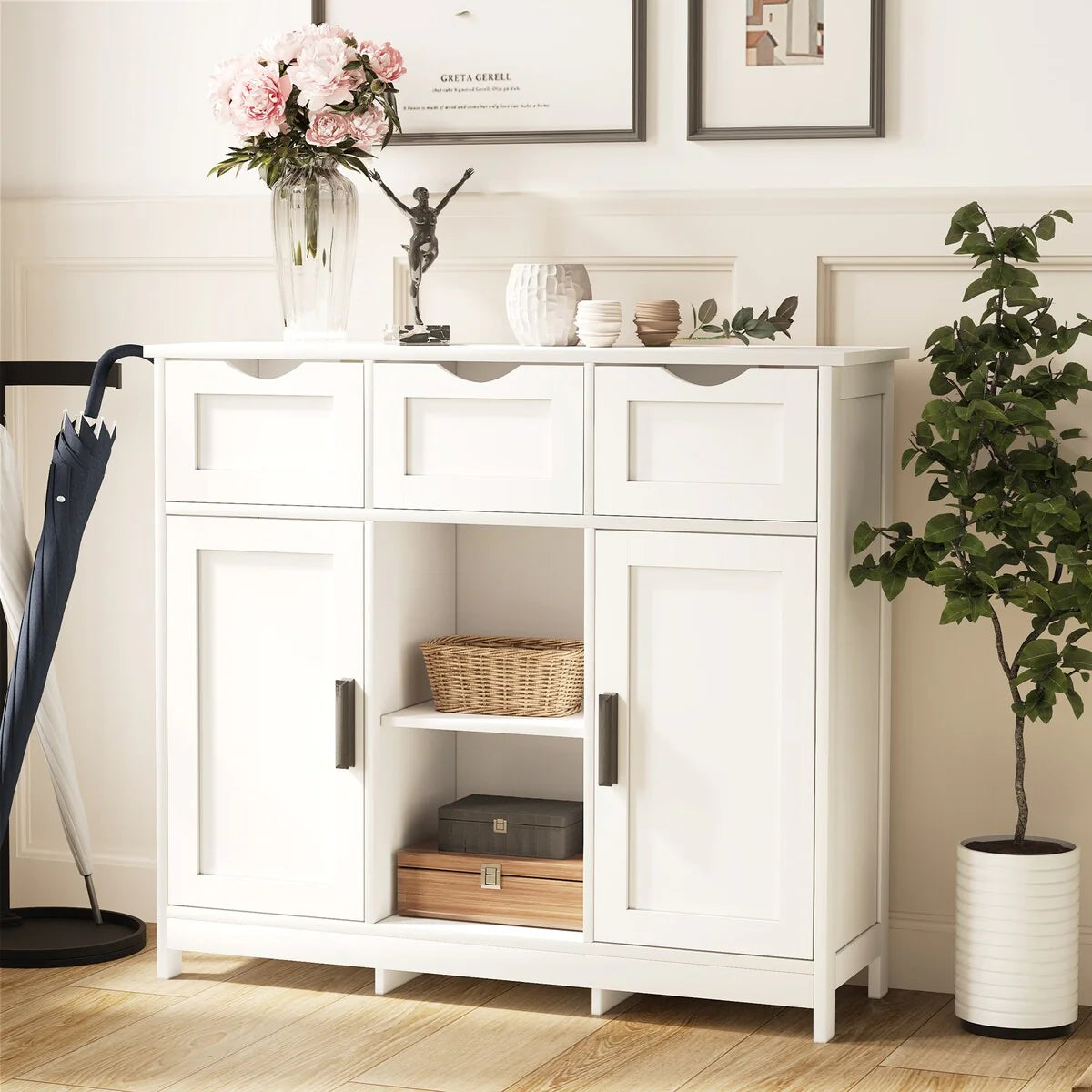 Roomfitters Morden Buffet Sideboard Cabinet with doors and drawers, Coffee Bar Cabinet, Sideboard with Storage