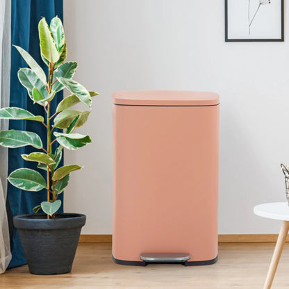 13 Gallon 50 Liter Stainless Steel Step Trash Can with Removable Inner Bucket by Furniture of America
