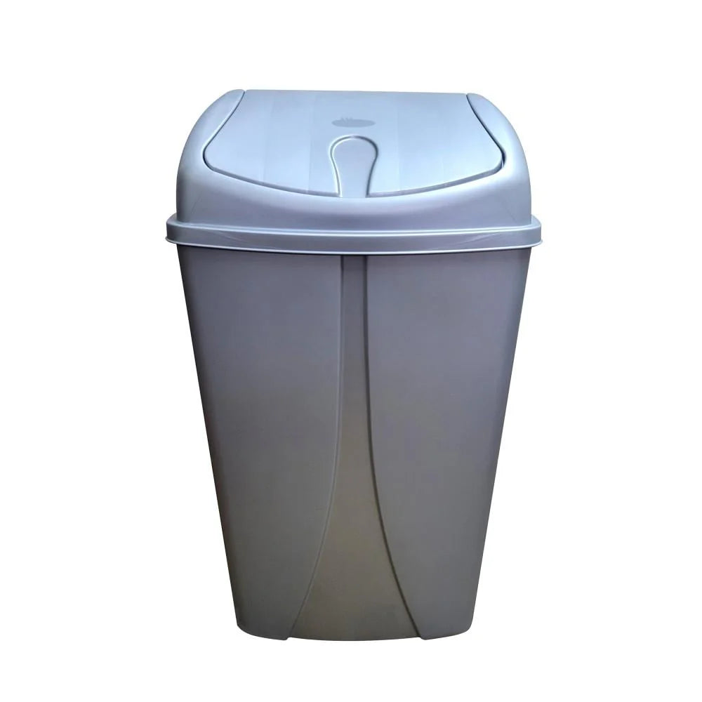YBM Home Portable Plastic Trash Can with Dual Swing Lid