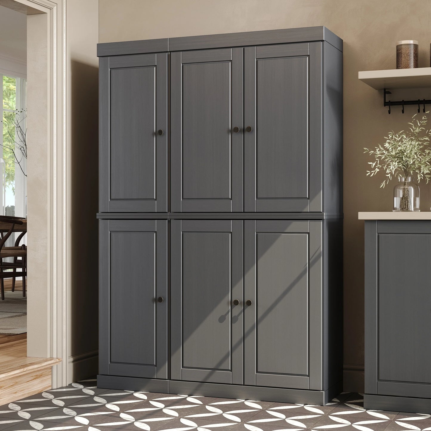 Palace Imports 100% Solid Wood China Pantry with Glass or Solid Wood Doors and 2-Drawers - 48.5" x 71.5"