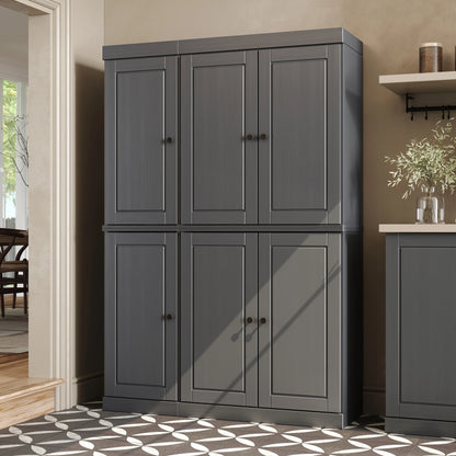 Palace Imports 100% Solid Wood China Pantry with Glass or Solid Wood Doors and 2-Drawers - 48.5" x 71.5"