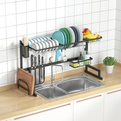 Adjustable Large Dish Drying Rack Metal Over the Sink Storage Kitchen - 33.6x12.4x20.5 inch