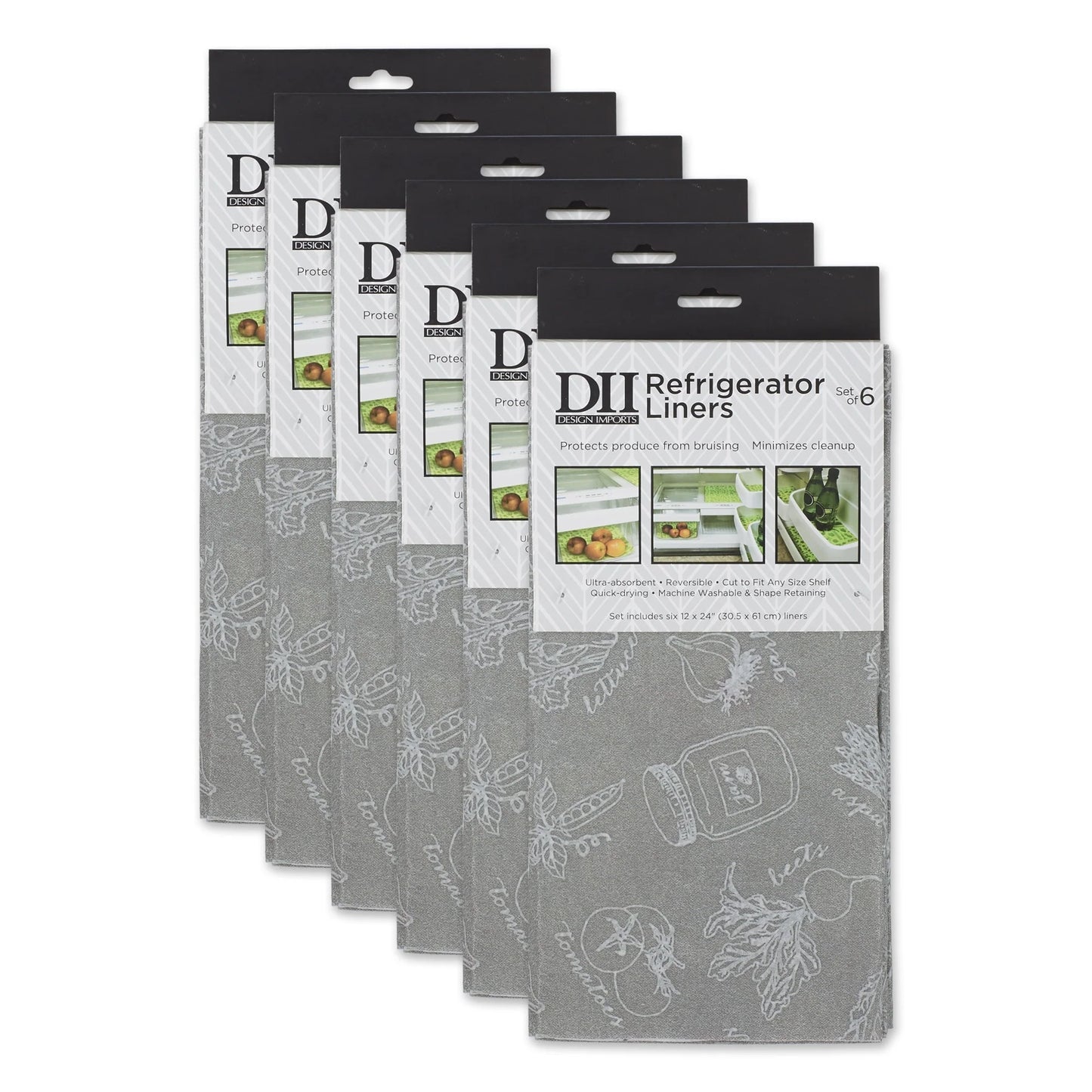 DII Nautical Blue Market Print Fridge Liner (Set of 6)