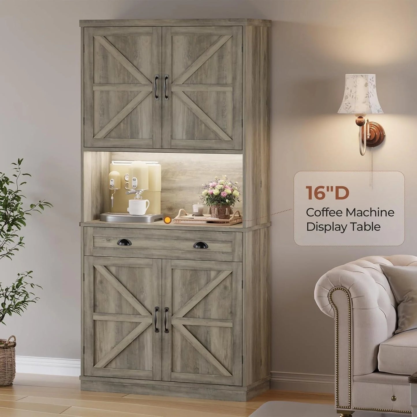 Farmhouse Kitchen Storage Cabinet Pantry Cabinet Home Bar