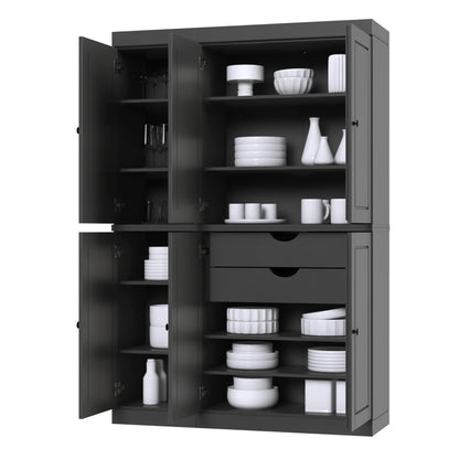 Palace Imports 100% Solid Wood China Pantry with Glass or Solid Wood Doors and 2-Drawers - 48.5" x 71.5"