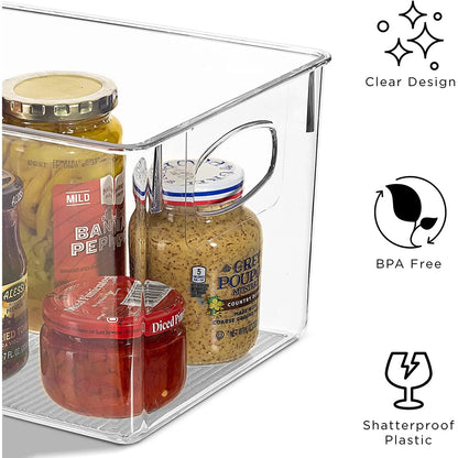 Sorbus Clear Plastic Organizer Storage Bin Containers for Pantry Food & Kitchen Fridge (8-Pack)