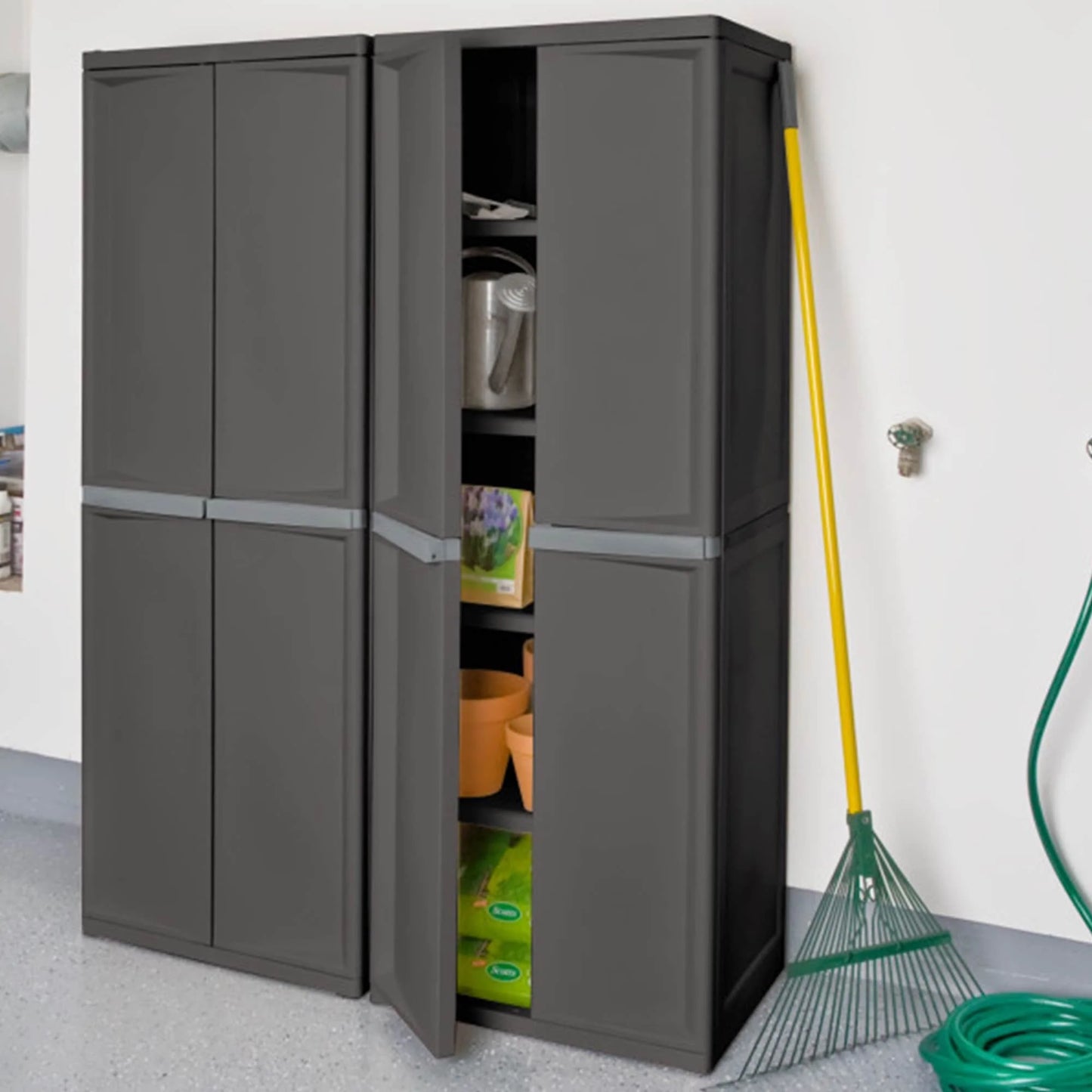 Sterilite 2 Pack Adjustable 4-Shelf Garage Storage Cabinet Bin Organizer, Gray - 2 Pack