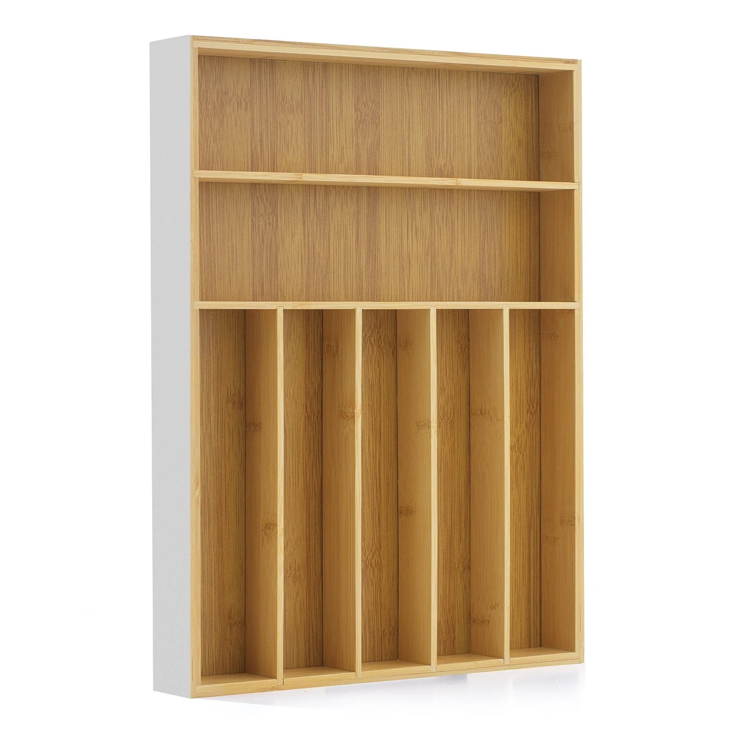 JoyJolt 7 Compartment Bamboo Drawer Organizer