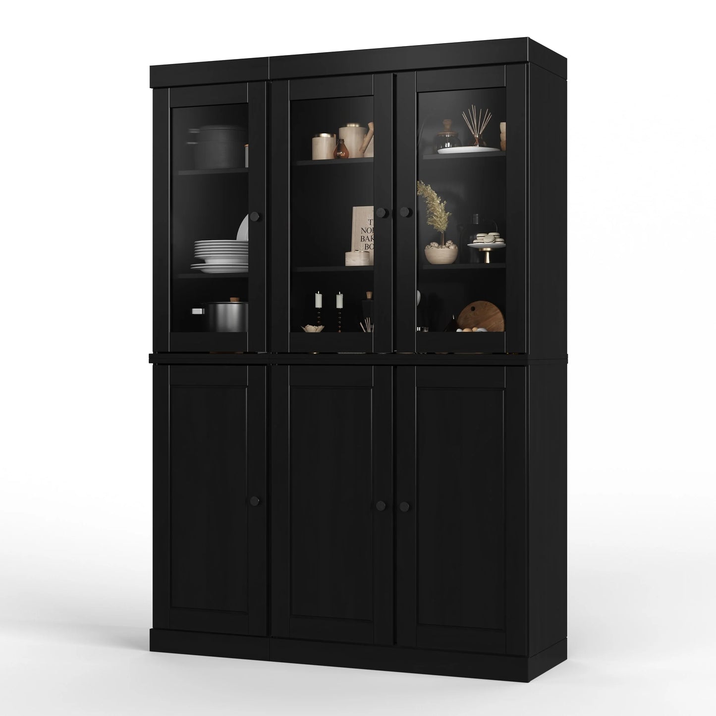 Palace Imports 100% Solid Wood China Pantry with Glass or Solid Wood Doors and 2-Drawers - 48.5" x 71.5"