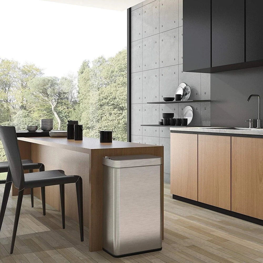 iTouchless 18 Gal Stainless Steel Wings Lid Sensor Kitchen Trash Can