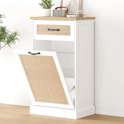 Rattarn Kitchen Tilt Out Trash Can Cabinet with Drawer