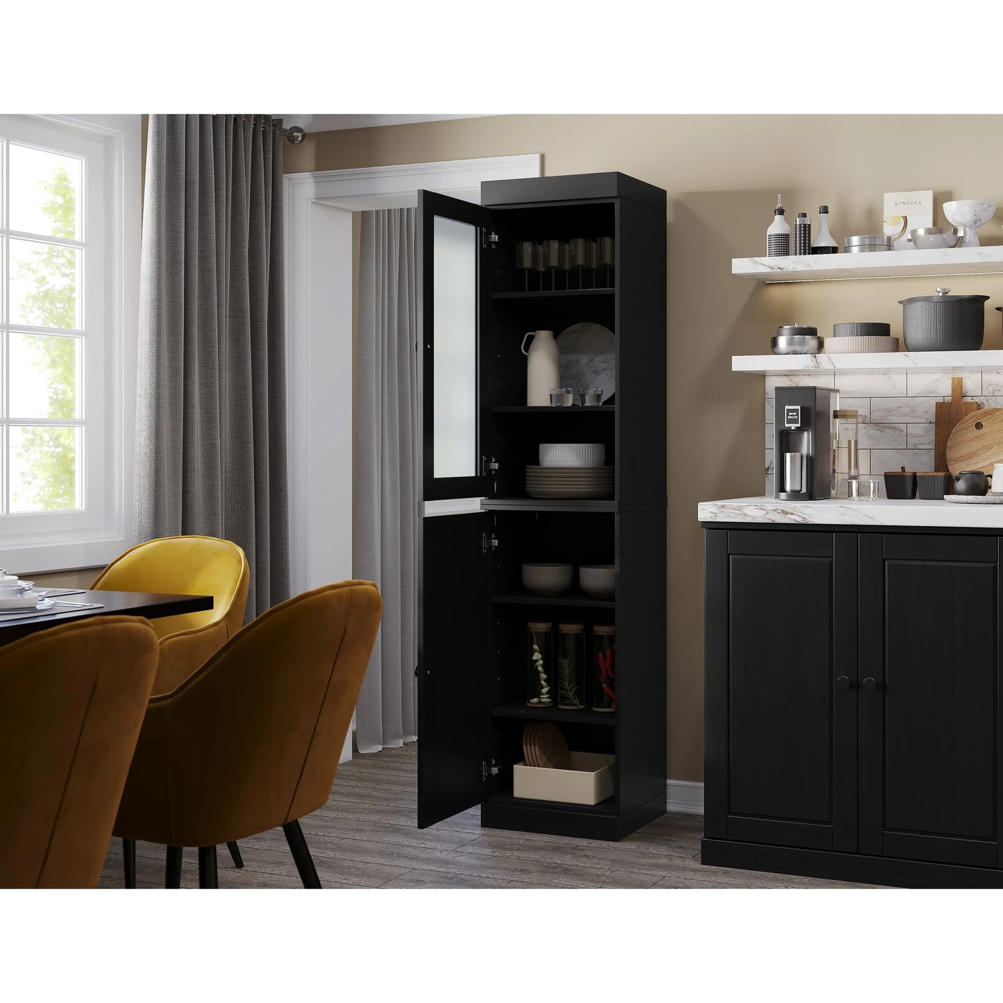 100% Solid Wood 16.5" Kitchen Pantry Cabinet with Doors by Palace Imports