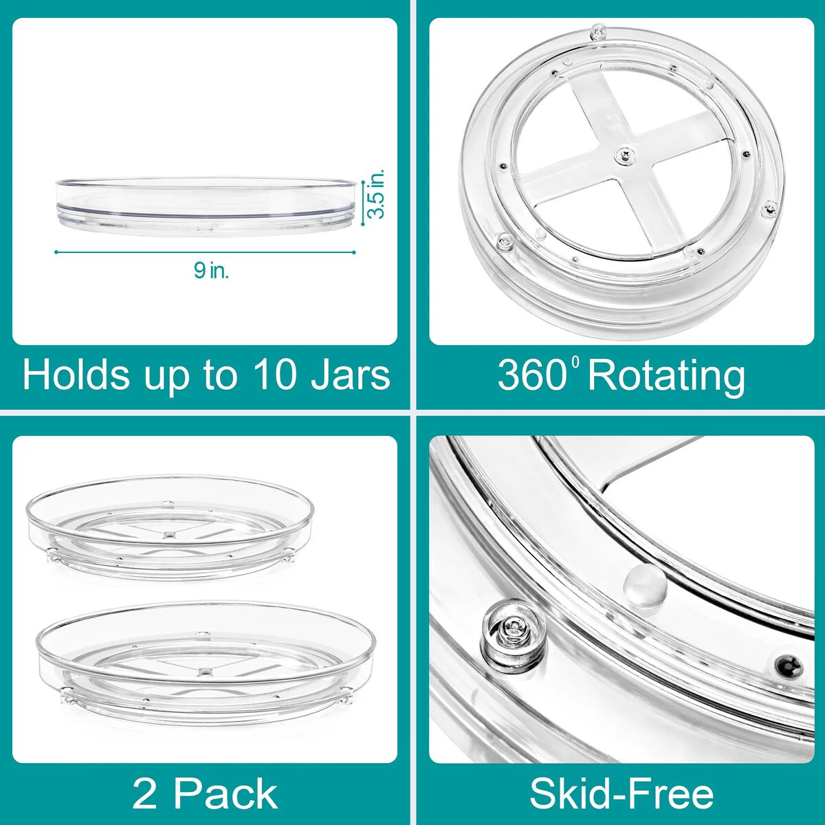Sorbus Clear Lazy Susan Organizer Versatile Kitchen and Cabinet Organizer Turntable for Pantry Fridge and Bathroom Storage