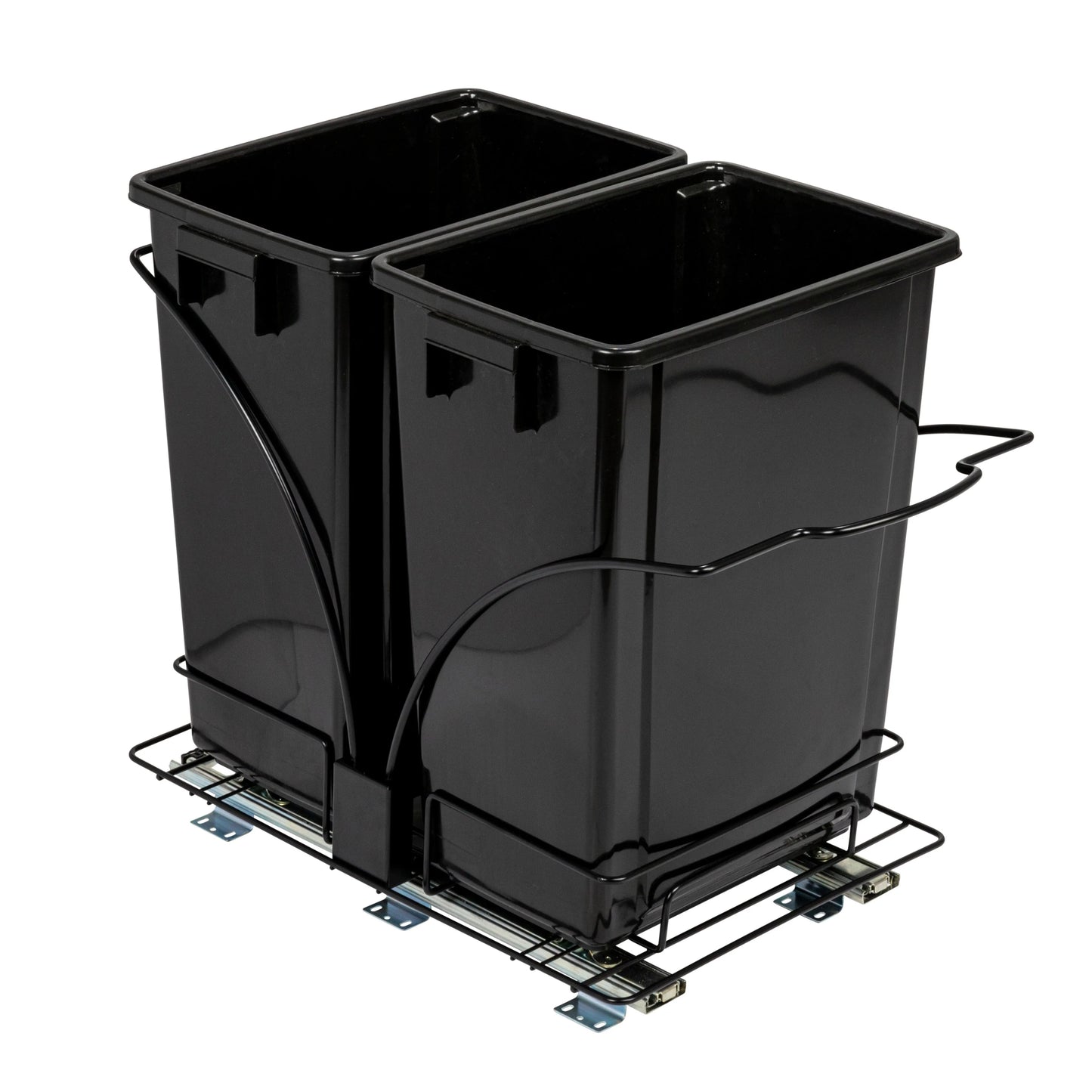 Household Essentials Chrome-Plated Steel Pull-Out/Slide-Out Double Trash Cans