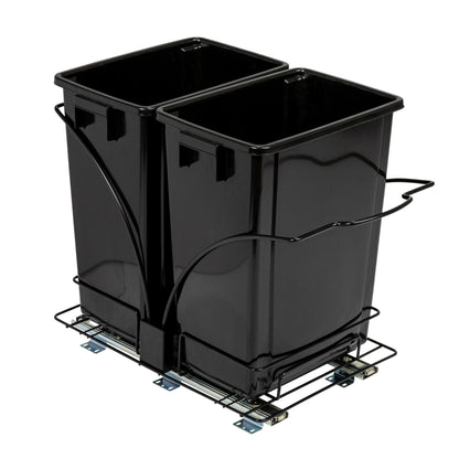 Household Essentials Chrome-Plated Steel Pull-Out/Slide-Out Double Trash Cans