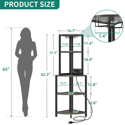 Moasis Freestanding Corner Wine Rack with Glass Holder and Storage Shelf