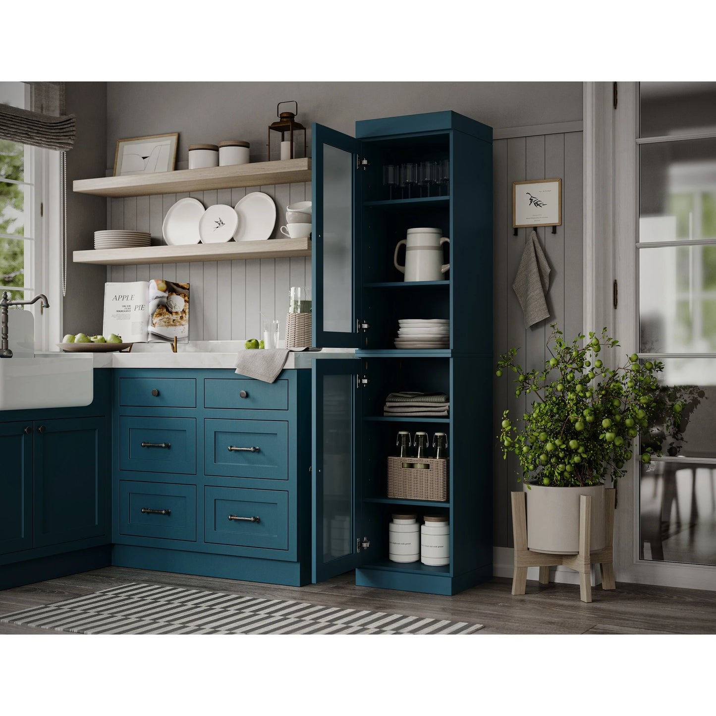 100% Solid Wood 16.5" Kitchen Pantry Cabinet with Doors by Palace Imports