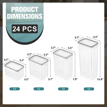 Sorbus Airtight Food Storage Containers with Labels, Marker & Measuring Spoons Kitchen Pantry Food Organizer - 24 Pack