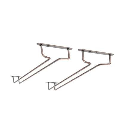 Wallniture Brix Stemware Wine Glass Rack Under Cabinet Storage Metal Glass Hanger (Set of 2)