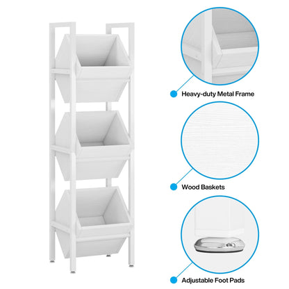 Vertical Standing Basket Storage Tower for Kitchen Bathroom Living Room