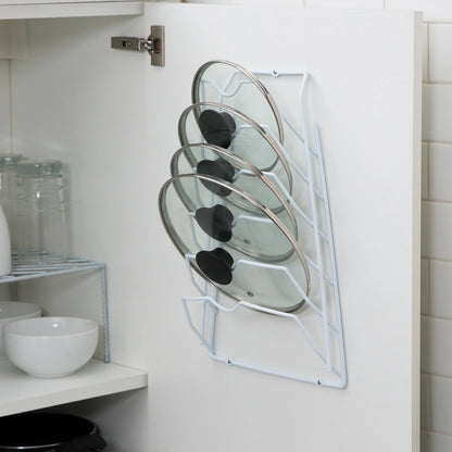 Organize It All 6 Section Cabinet Door Lid Rack in White - 10.62 x 4.00 x 16.62"