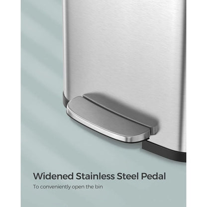 SONGMICS Kitchen Trash Can, 18 Gallon Stainless Steel Garbage Can