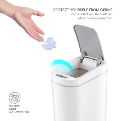 Nine Stars White Plastic 1.8-gal Motion Sensor Trash Can