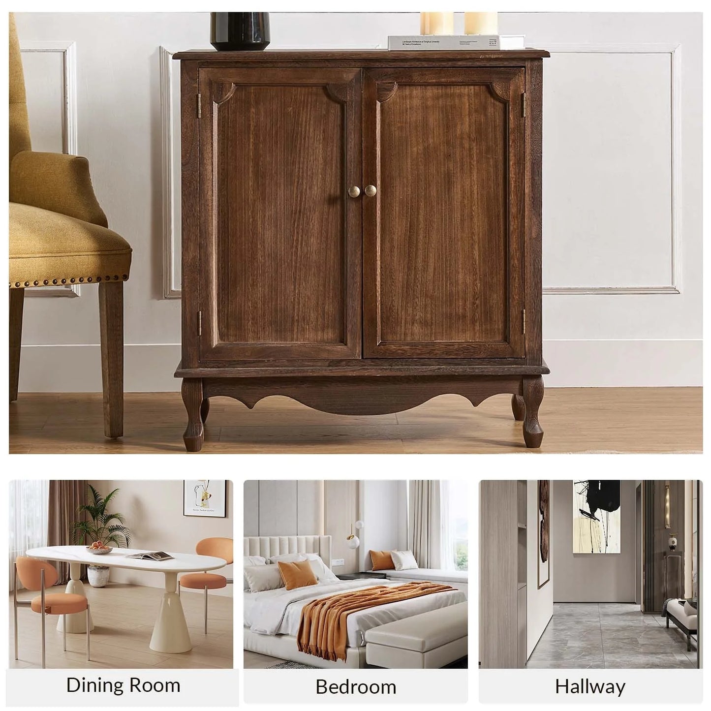 Pallantium 34"Tall-2 Door Farmhouse Style Accent Cabinet by HULALA HOME