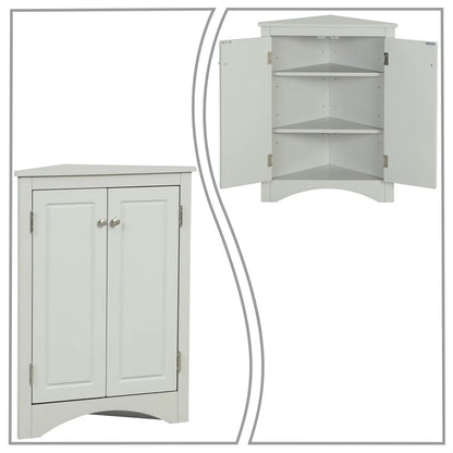 Modern Stylish Triangle Corner Storage Cabinet with Two Adjustable Internal Shelves