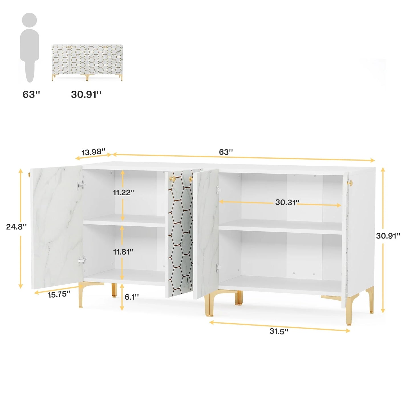 31.5'' Modern Accent Storage Cabinet for Living Room Kitchen (Set of 2 )
