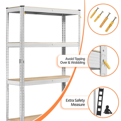 Yaheetech Adjustable 5-Tier Shelf Metal Storage Rack for Home/Office/Garage - 35.5″ L × 12″ W × 71″ H
