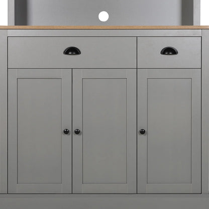 VEIKOUS Pantry Kitchen Cabinet Storage with Microwave Stand and 3 Adjustable Shelves